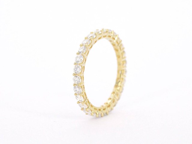Gouden alliance ring met briljant geslepen diamant - afbeelding 6 van  10
