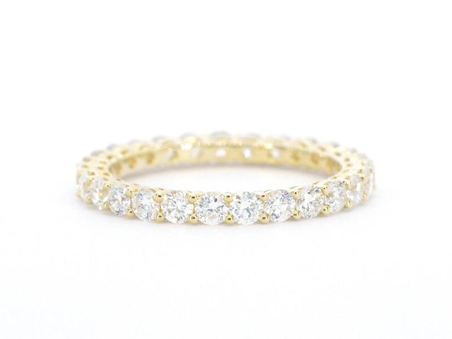 Gouden alliance ring met briljant geslepen diamant - afbeelding 7 van  10