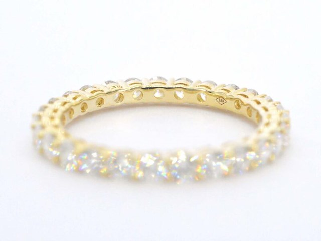Gouden alliance ring met briljant geslepen diamant - afbeelding 9 van  10