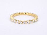 Gouden alliance ring met briljant geslepen diamant - afbeelding 8 van  10