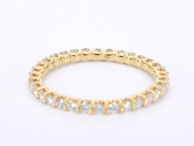 Gouden alliance ring met briljant geslepen diamant - afbeelding 7 van  10