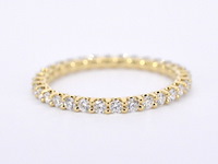 Gouden alliance ring met briljant geslepen diamant - afbeelding 8 van  10