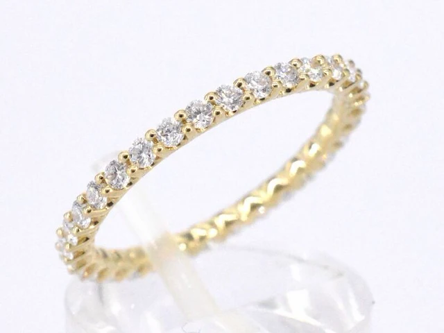 Gouden alliance ring met briljant geslepen diamant - afbeelding 6 van  10