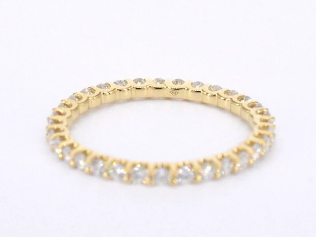 Gouden alliance ring met briljant geslepen diamant - afbeelding 7 van  10