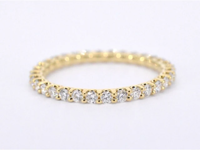 Gouden alliance ring met briljant geslepen diamant - afbeelding 8 van  10