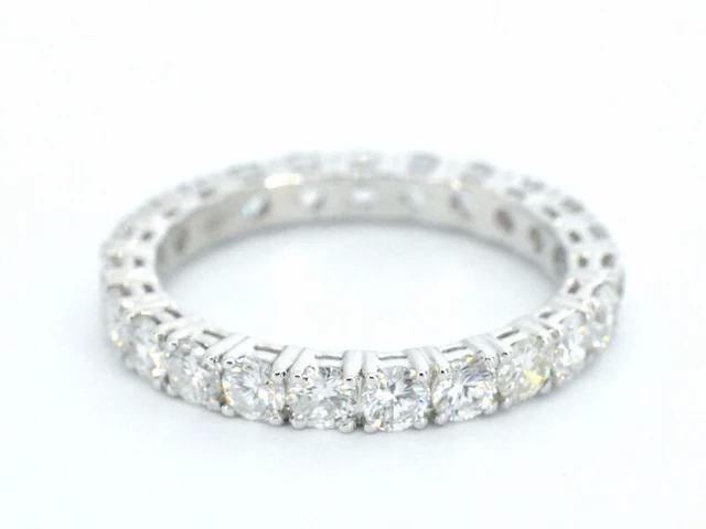 Gouden alliance ring met briljant geslepen diamant - afbeelding 7 van  11