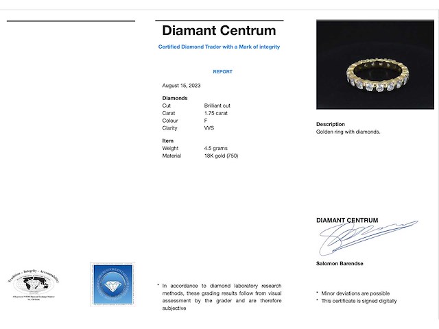 Gouden alliance ring met diamanten - afbeelding 3 van  4