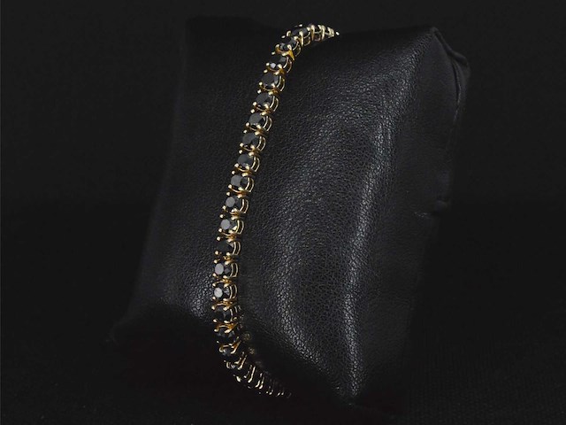 Gouden armband 16.00 carat zwarte briljant geslepen diamanten - afbeelding 6 van  10