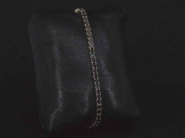 Gouden armband 7.00 carat zwarte briljant diamanten - afbeelding 5 van  9