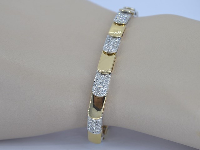 Gouden armband bicolour met briljant geslepen diamant - afbeelding 2 van  8