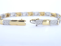 Gouden armband bicolour met briljant geslepen diamant - afbeelding 4 van  8