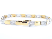 Gouden armband bicolour met briljant geslepen diamant - afbeelding 5 van  8