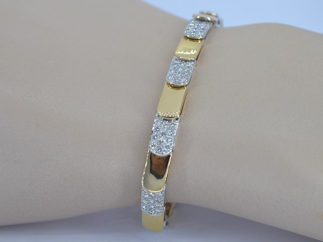 Gouden armband bicolour met briljant geslepen diamant - afbeelding 2 van  8