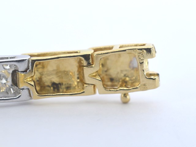Gouden armband bicolour met briljant geslepen diamant - afbeelding 6 van  8