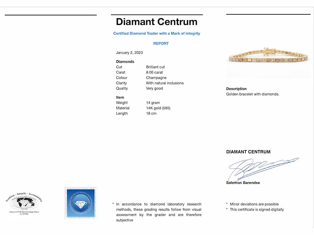 Gouden armband diamant 8.00 ct - afbeelding 3 van  8