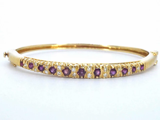 Gouden armband diamant robijn - afbeelding 1 van  11