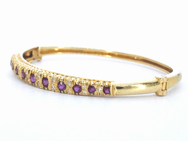 Gouden armband diamant robijn - afbeelding 7 van  11