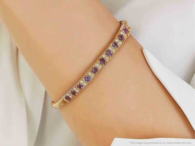 Gouden armband hoge kwaliteit natuurlijke diamanten en robijnen gecertificeerd - afbeelding 4 van  11