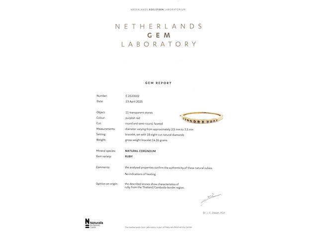 Gouden armband hoge kwaliteit natuurlijke diamanten en robijnen gecertificeerd - afbeelding 5 van  11