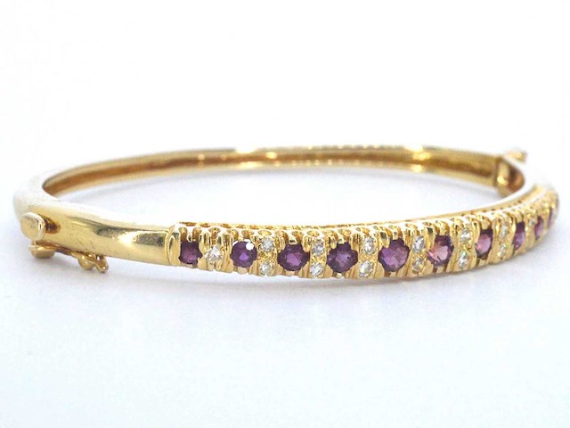 Gouden armband hoge kwaliteit natuurlijke diamanten en robijnen gecertificeerd - afbeelding 6 van  11