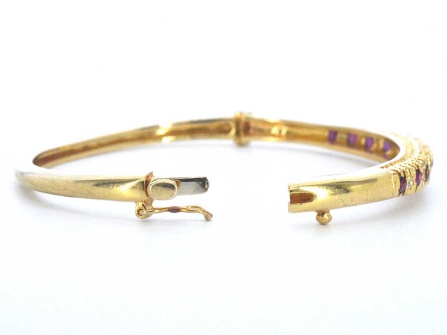 Gouden armband hoge kwaliteit natuurlijke diamanten en robijnen gecertificeerd - afbeelding 9 van  11