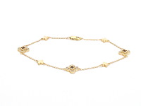 Gouden armband in klaver vier vorm met diamanten - afbeelding 6 van  10