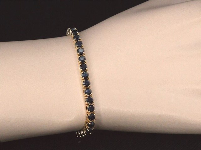 Gouden armband met 15.00 carat zwarte briljant geslepen diamanten - afbeelding 4 van  11