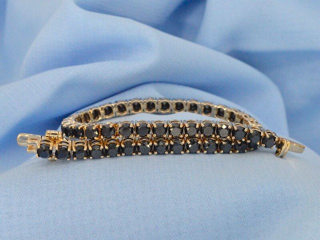 Gouden armband met 15.00 carat zwarte briljant geslepen diamanten - afbeelding 1 van  9