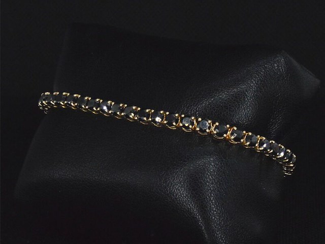 Gouden armband met 15.00 carat zwarte briljant geslepen diamanten - afbeelding 3 van  9