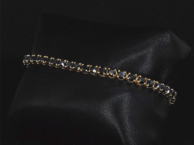 Gouden armband met 16.00 carat zwarte briljant geslepen diamanten - afbeelding 5 van  10