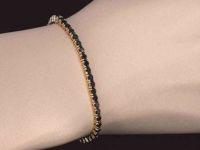 Gouden armband met 7.00 carat zwarte briljant geslepen diamanten - afbeelding 2 van  9