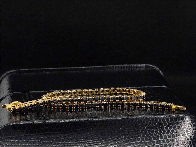 Gouden armband met 7.00 carat zwarte briljant geslepen diamanten - afbeelding 1 van  7