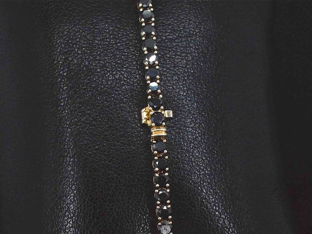 Gouden armband met 7.00 carat zwarte briljant geslepen diamanten - afbeelding 5 van  7