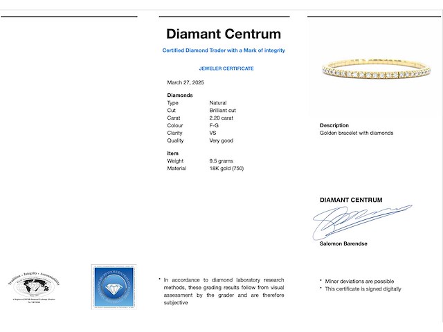 Gouden armband met briljant geslepen diamanten en onzichtbare sluiting - afbeelding 3 van  10