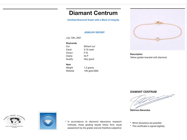 Gouden armband met diamant 0.10 carat - afbeelding 3 van  7
