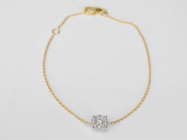 Gouden armband met diamanten bedel - afbeelding 1 van  5