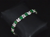 Gouden armband met diamanten en smaragden - afbeelding 1 van  6