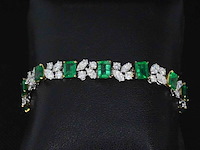 Gouden armband met diamanten en smaragden - afbeelding 2 van  6