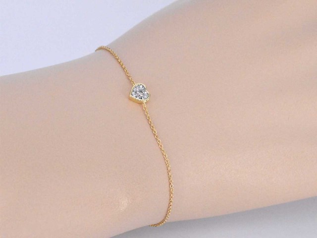 Gouden armband met diamanten hartje 0.10 carat - afbeelding 2 van  7