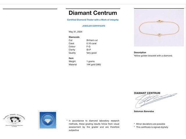 Gouden armband met diamanten hartje 0.10 carat - afbeelding 3 van  7