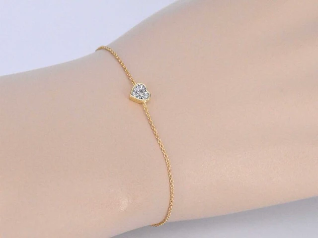 Gouden armband met diamanten hartje 0.10 carat - afbeelding 2 van  6