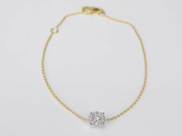 Gouden armband met een diamanten bedel - afbeelding 1 van  6