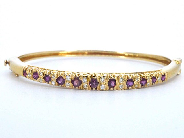 Gouden armband met hoge kwaliteit natuurlijke diamanten en robijnen (gecertificeerd) - afbeelding 1 van  12