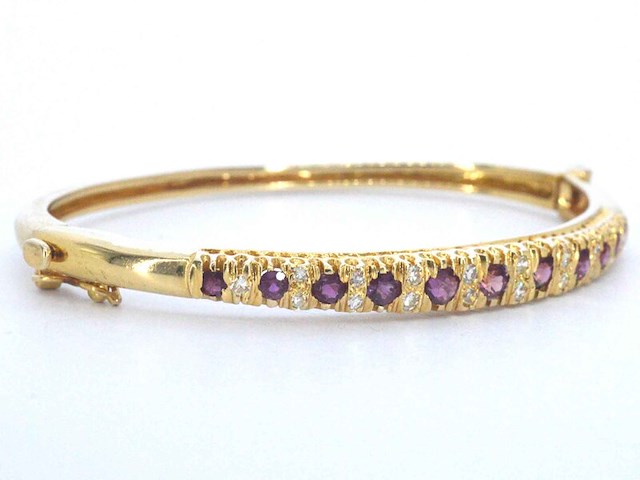 Gouden armband met hoge kwaliteit natuurlijke diamanten en robijnen (gecertificeerd) - afbeelding 6 van  12