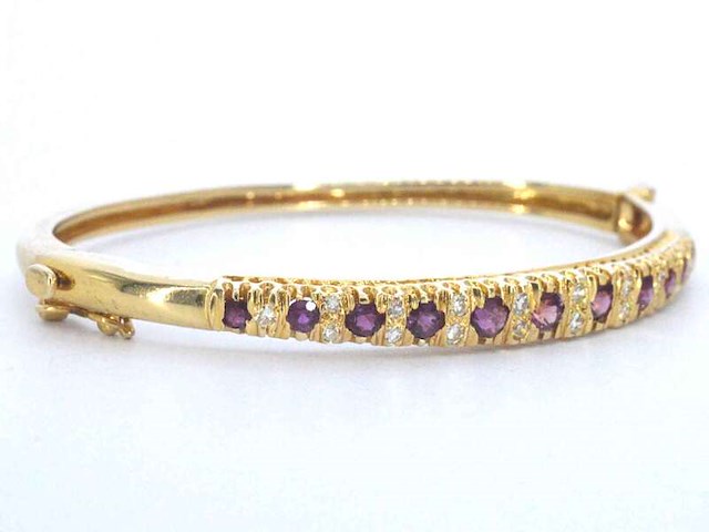 Gouden armband met natuurlijke diamanten en robijnen (gecertificeerd) - afbeelding 6 van  12