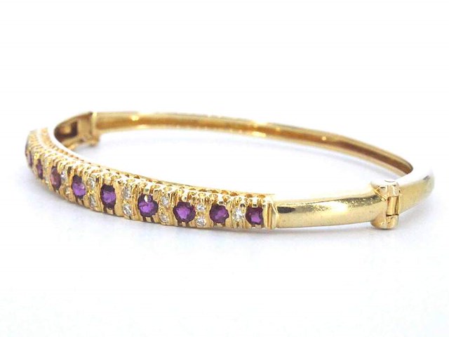 Gouden armband met natuurlijke diamanten en robijnen (gecertificeerd) - afbeelding 7 van  12