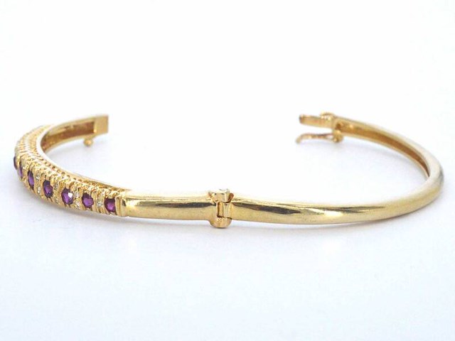 Gouden armband met natuurlijke diamanten en robijnen (gecertificeerd) - afbeelding 8 van  12