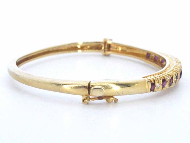 Gouden armband met natuurlijke diamanten en robijnen (gecertificeerd) - afbeelding 11 van  12
