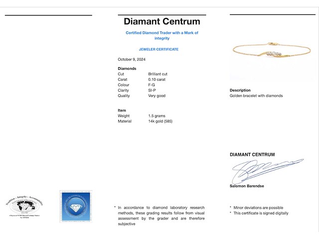 Gouden armband met rij diamanten - afbeelding 4 van  10