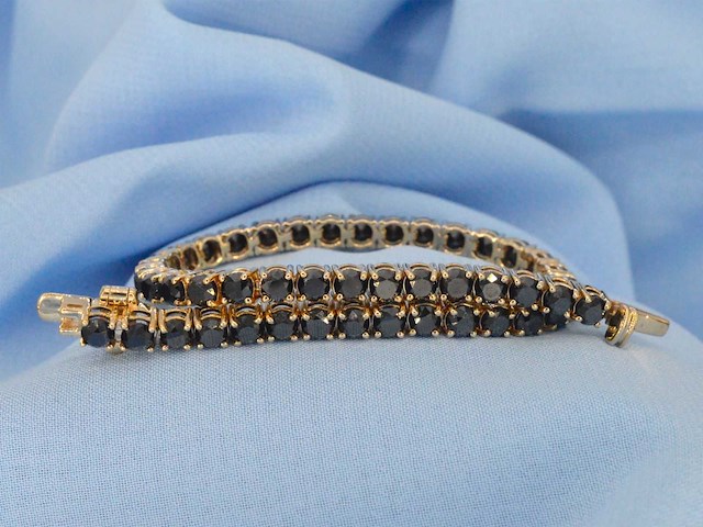 Gouden armband met zwarte briljant diamanten 16.00 carat - afbeelding 1 van  6